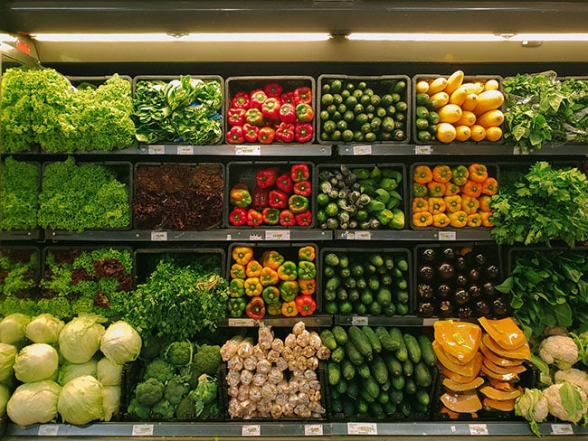 Grocery store vegetable aisle 